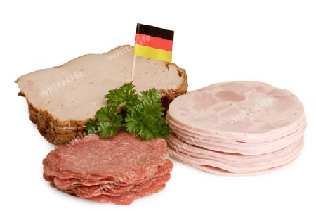 Deutsche Wurstwaren auf hellem Hintergrund