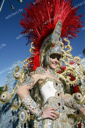 the carneval in the city of Las Palmas on the Island Gran Canary on the Canary Island of Spain in the Atlantic Ocean. 