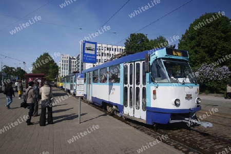 Europa, Osteuropa, Baltikum, Lettland, Riga, Altstadt, Strassenbahn, Tram, Zug, Stadtbahn,