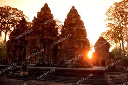 The Tempel Ruin of  Banteay Srei about 32 Km north of the Temple City of Angkor near the City of Siem Riep in the west of Cambodia.