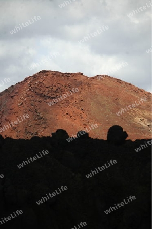 the Landscape of El Golfo on the Island of Lanzarote on the Canary Islands of Spain in the Atlantic Ocean. on the Island of Lanzarote on the Canary Islands of Spain in the Atlantic Ocean.
