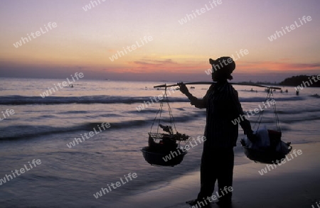 the beach at the coast of the Town of Sihanoukville in cambodia in southeastasia. 