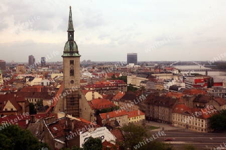 Europa, Osteuropa, Slowakei, Hauptstadt, Bratislava, Altstadt,  Sommer, Panorama, Ubersicht, Donau, Dom, St martins Dom,