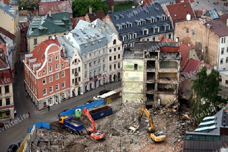 Das Stadtpanorama ueber die Altstadt von Riga der Hauptstadt