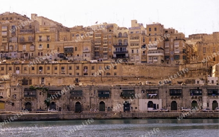 The centre of the Old Town of the city of Valletta on the Island of Malta in the Mediterranean Sea in Europe.
