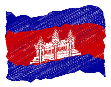 Sketch - Cambodia - The beloved country as a symbolic representation as heart - Das geliebte Land als symbolische Darstellung als Herz