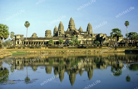 the angkor wat temple in Angkor at the town of siem riep in cambodia in southeastasia. 