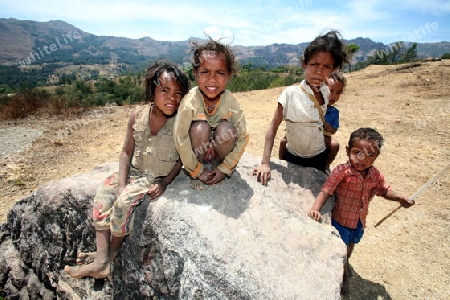 Kinder einer Bauernfamilie in einem Bauerndorf beim Bergdorf Maubisse suedlich von Dili in Ost Timor auf der in zwei getrennten Insel Timor in Asien. 