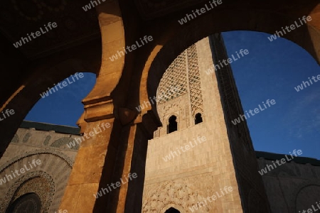 The Hassan 2 Mosque in the City of Casablanca in Morocco , North Africa.