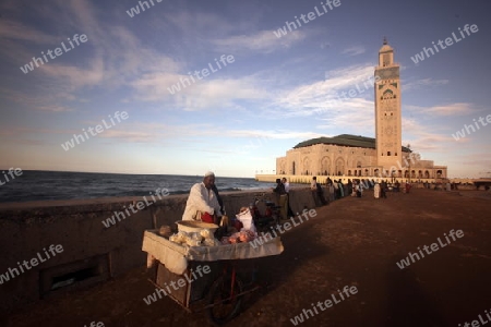 The Hassan 2 Mosque in the City of Casablanca in Morocco , North Africa.