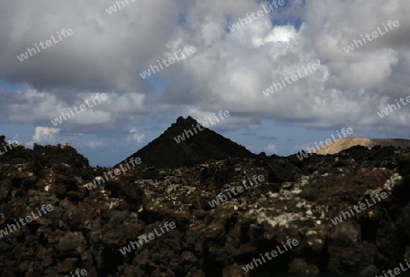 The  Vulkan National Park Timanfaya on the Island of Lanzarote on the Canary Islands of Spain in the Atlantic Ocean. on the Island of Lanzarote on the Canary Islands of Spain in the Atlantic Ocean.
