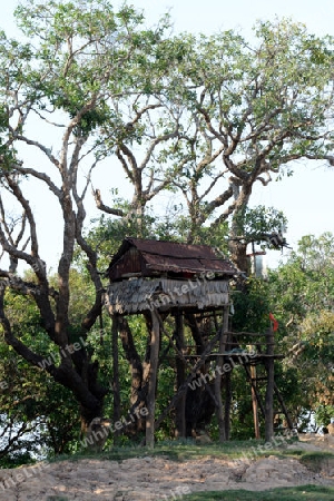 The Lake Village Kompong Pluk at the Lake Tonle Sap near the City of Siem Riep in the west of Cambodia.