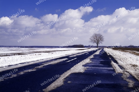 strasse mit schnee