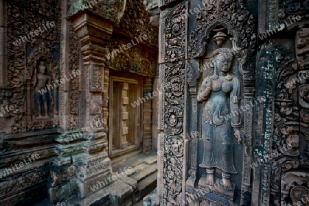 The Tempel Ruin of  Banteay Srei about 32 Km north of the Temple City of Angkor near the City of Siem Riep in the west of Cambodia.