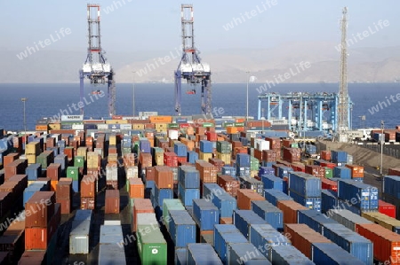 the Harbour in the city of Aqaba on the red sea in Jordan in the middle east.