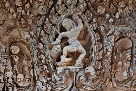 The Tempel Ruin of  Banteay Srei about 32 Km north of the Temple City of Angkor near the City of Siem Riep in the west of Cambodia.