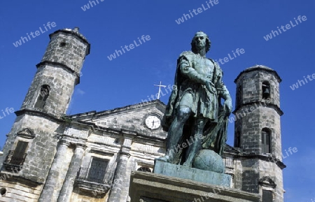 the catedral with a Columbus Monument in the old town of cardenas in the provine of Matanzas on Cuba in the caribbean sea.