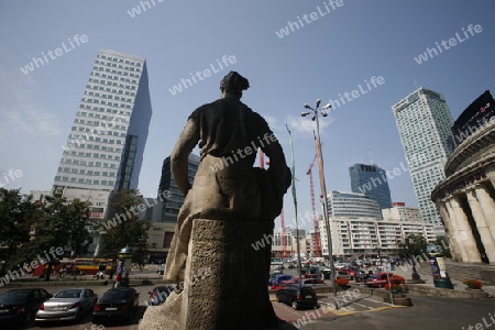 The Down Town of the new and modern City of Warsaw in Poland, East Europe.