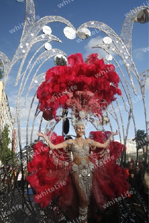 the carneval in the city of Las Palmas on the Island Gran Canary on the Canary Island of Spain in the Atlantic Ocean. 