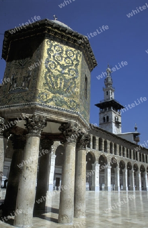 Die Umayyad Moschee in der Hauptstadt Damaskus in Syrien im Nahen Osten.