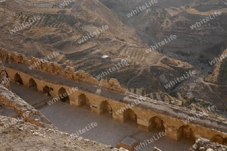 The Karak Castle in the Village of Karak in Jordan in the middle east.
