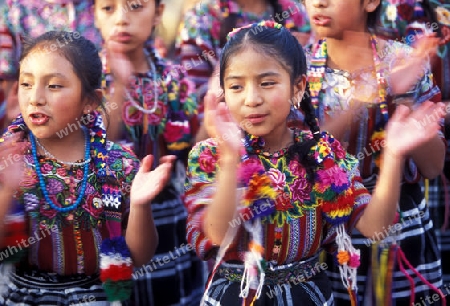 childer at a dance shoe in the old town in the city of Antigua in Guatemala in central America.   