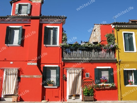 Burano. Farben unter blauem Himmel