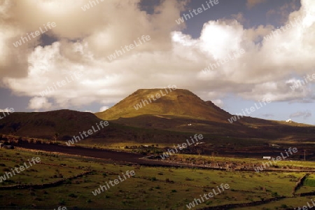 the landscape on the Island of Lanzarote on the Canary Islands of Spain in the Atlantic Ocean. on the Island of Lanzarote on the Canary Islands of Spain in the Atlantic Ocean.
