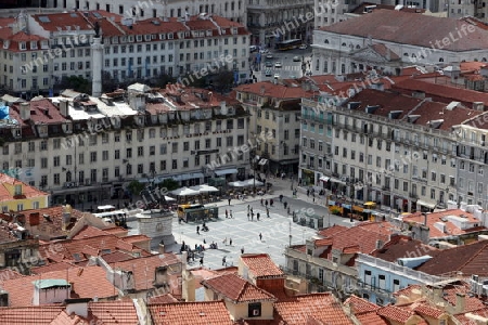 Das Reiter Denkmal auf dem Praca da Figuera  in der Innenstadt der Hauptstadt Lissabon in Portugal.       