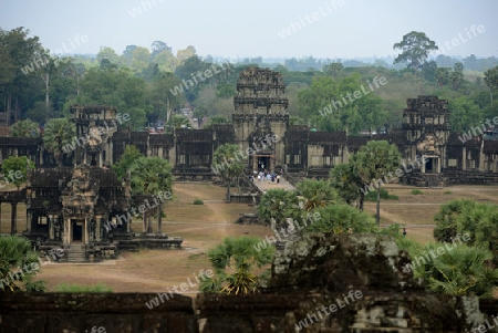 The Angkor Wat in the Temple City of Angkor near the City of Siem Riep in the west of Cambodia.