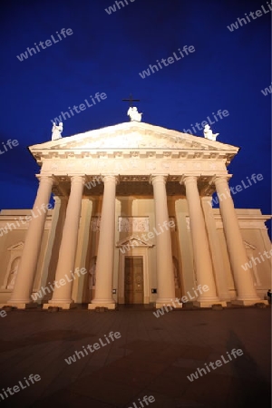 The old Town of the City Vilnius with the clocktower and the Johanneschurch  in the Baltic State of Lithuania,  