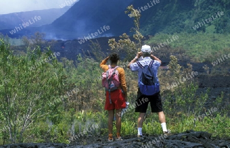 The Landscape allrond the Volcano  Piton de la Fournaise on the Island of La Reunion in the Indian Ocean in Africa.