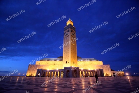 The Hassan 2 Mosque in the City of Casablanca in Morocco , North Africa.