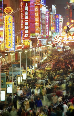 the Nanjing Dong Lu road in the City of Shanghai in china in east asia. 