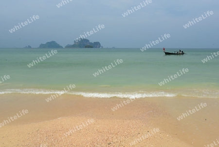 The Hat Railay Leh Beach at Railay near Ao Nang outside of the City of Krabi on the Andaman Sea in the south of Thailand. 