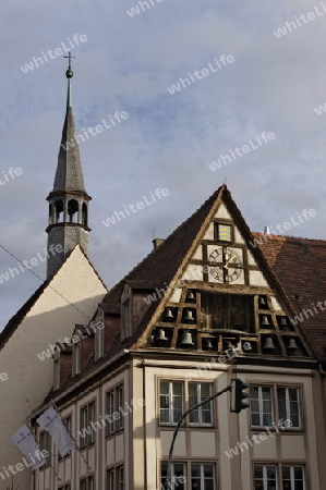 Glockenspiel am B?rgerspital zum Heiligen Geist, W?rzburg, Unterfranken, Bayern