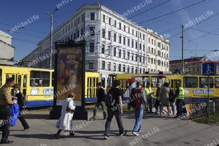 Europa, Osteuropa, Baltikum, Lettland, Riga, Altstadt, Strassenbahn, Tram, Zug, Stadtbahn,