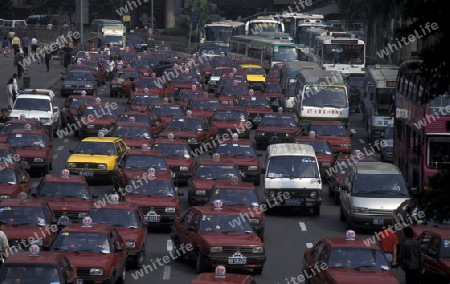 the taxi terminal in the train station in the city of Shenzhen north of Hongkong in the province of Guangdong in china in east asia. 