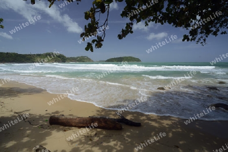 Ein Strand in Hat Kata Yai im sueden der Insel Phuket im sueden von Thailand in Suedostasien.