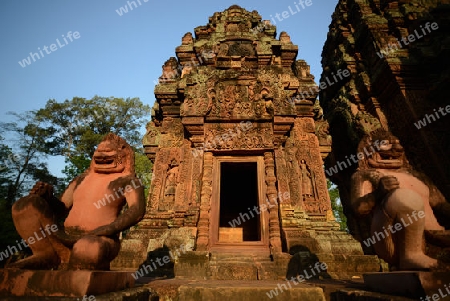 The Tempel Ruin of  Banteay Srei about 32 Km north of the Temple City of Angkor near the City of Siem Riep in the west of Cambodia.