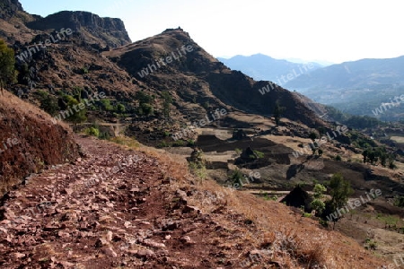 Die Berglandschaft beim Bergdorf Maubisse suedlich von Dili in Ost Timor auf der in zwei getrennten Insel Timor in Asien.  