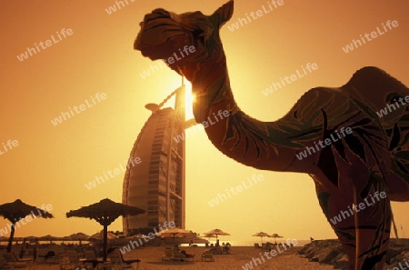 the hotel Burj al Arab in the city of Dubai in the Arab Emirates in the Gulf of Arabia.