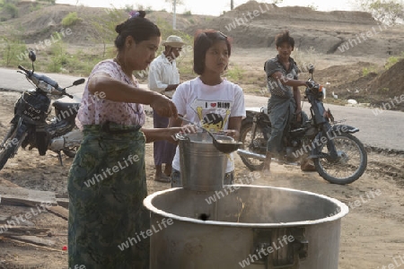 a soup Restaurant near the Town of Myingyan southwest of Mandalay in Myanmar in Southeastasia.