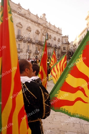 a history ceremony in the old Town of Siracusa in Sicily in south Italy in Europe.