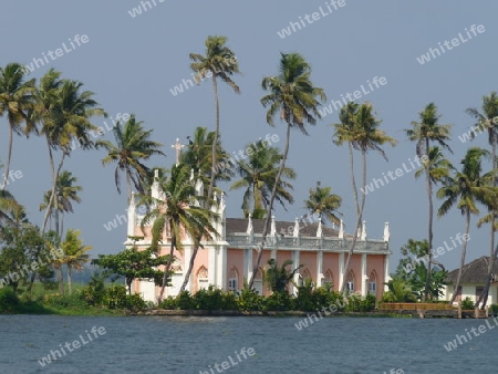 Indien,Kirche in den Backwaters von Kerala