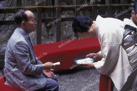 a tea ceremony in a traditional teahouse in the City centre of Tokyo in Japan in Asia,



