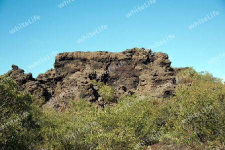 Der Nordosten Islands, Blick auf das Lava-Labyrinth Dimmuborgum am Myvatn-See bei Reykjahl??