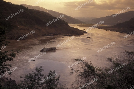 the landscape of the yangzee river in the three gorges valley up of the three gorges dam projecz in the province of hubei in china.