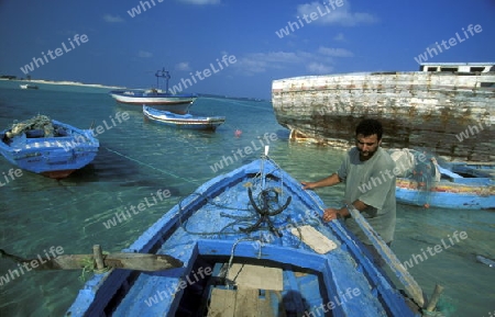 Afrika, Tunesien, Jerba
Ein Strand mit Fischerboot und Fischer auf der Insel Jerba im sueden von Tunesien. (URS FLUEELER)






