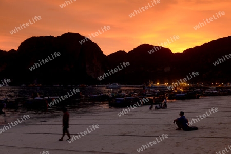 A Beach in the Town of Ko PhiPhi on Ko Phi Phi Island outside of  the City of Krabi on the Andaman Sea in the south of Thailand. 